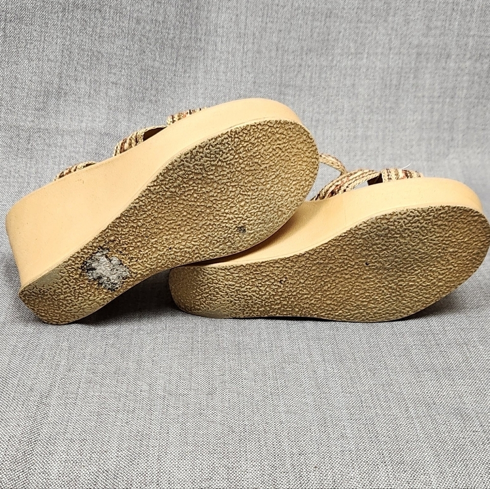 Vintage Skechers High 4 Inch Wedged Slip On Sandals Tan & Brown USA Made. 7 - Picture 9 of 9